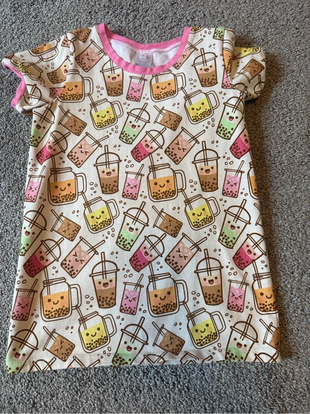 Custom Kawaii Bubble Tea Print Shirt Sz 7